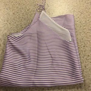 Express dressy v-cut tank-purple and white stripes